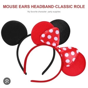 Red and Black Mouse Ears Headband